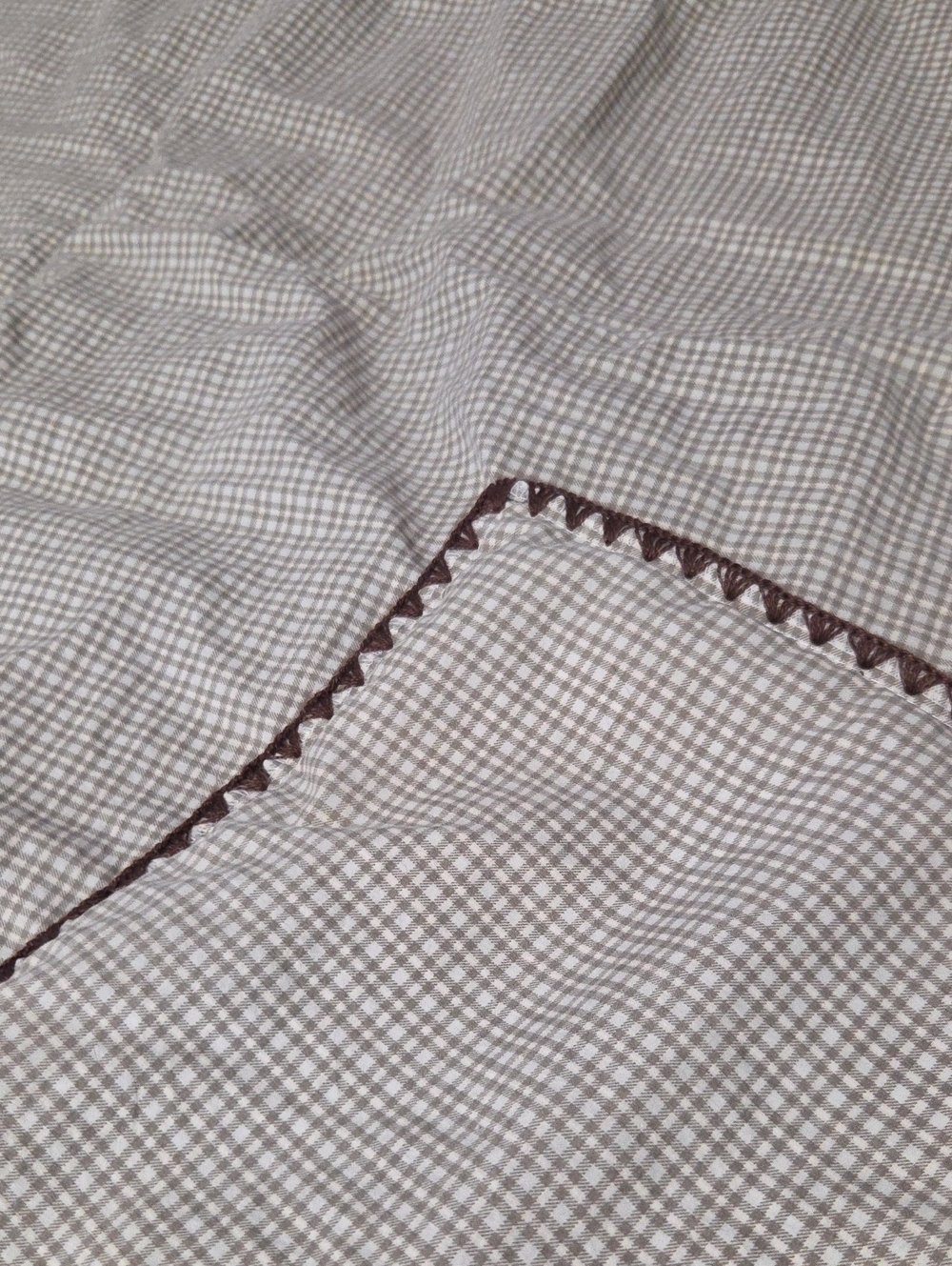 Neutral Checkered Cotton Blanket 74x88